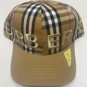 Burberry Tan Classic Check Adjustable Baseball Hat One Size
